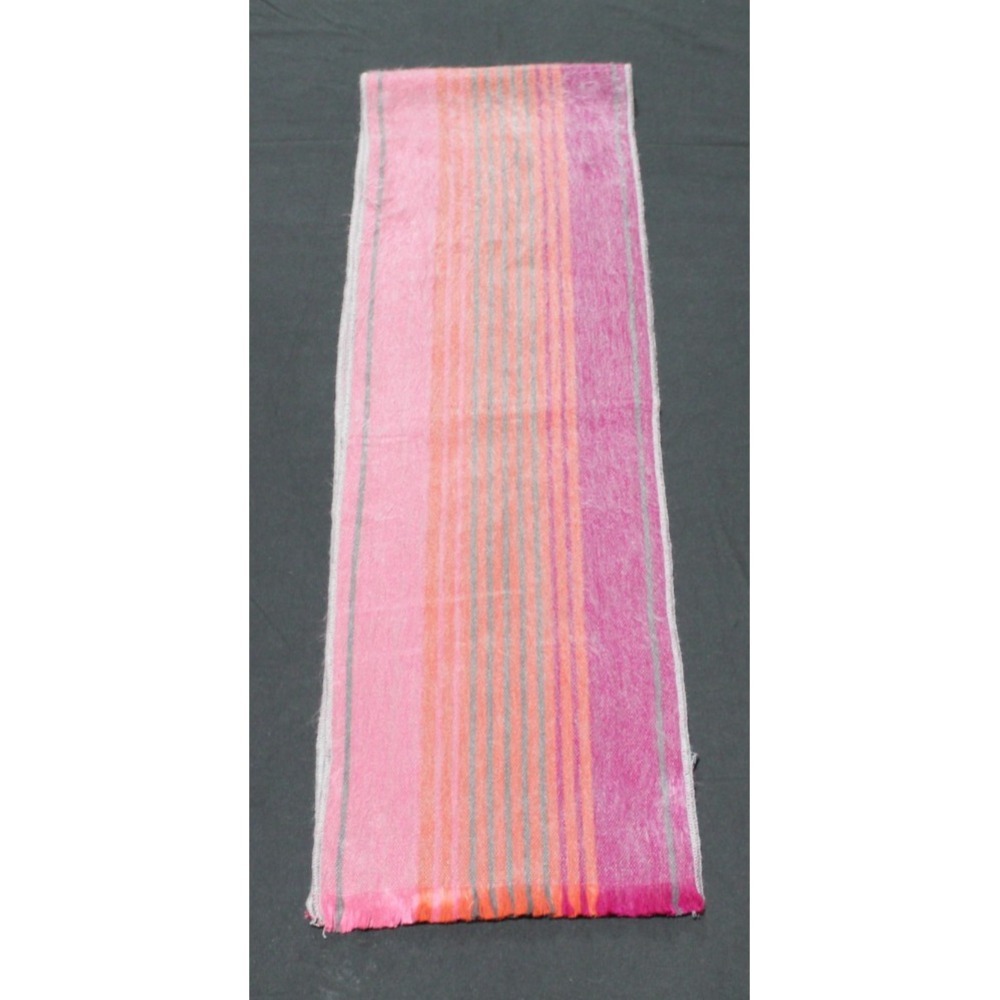 Shupaca Alpaca Wool Scarf Pink Gray Orange Striped Handmade Wrap Ecuador